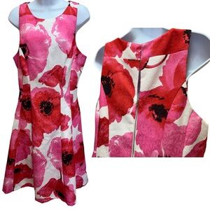 Maggy London NWT Flower Print Floral Sleeveless Pink White Dress Womens 16